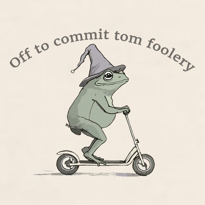 Off To Commit Tom Foolery Frog And Fun Playful Humor Garment-Dyed Women's Muscle Tee