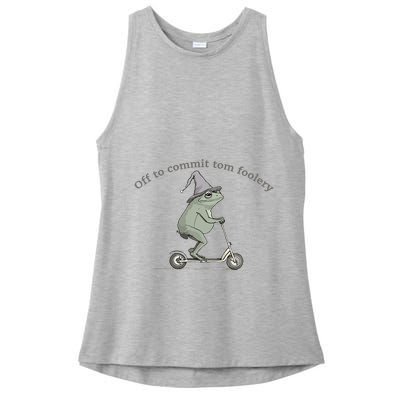 Off To Commit Tom Foolery Frog And Fun Playful Humor Ladies PosiCharge Tri-Blend Wicking Tank