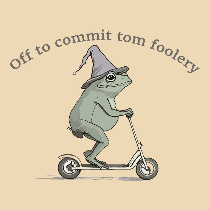 Off To Commit Tom Foolery Frog And Fun Playful Humor Drawstring Bag