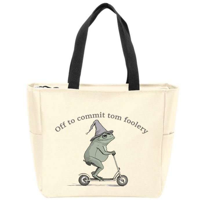 Off To Commit Tom Foolery Frog And Fun Playful Humor Zip Tote Bag
