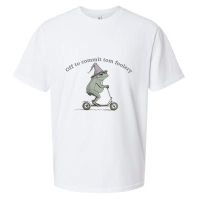 Off To Commit Tom Foolery Frog And Fun Playful Humor Sueded Cloud Jersey T-Shirt