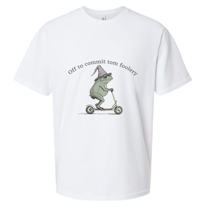 Off To Commit Tom Foolery Frog And Fun Playful Humor Sueded Cloud Jersey T-Shirt