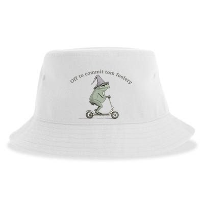 Off To Commit Tom Foolery Frog And Fun Playful Humor Sustainable Bucket Hat