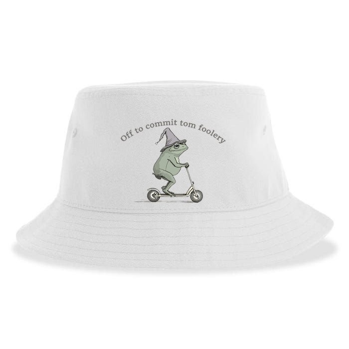 Off To Commit Tom Foolery Frog And Fun Playful Humor Sustainable Bucket Hat