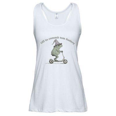 Off To Commit Tom Foolery Frog And Fun Playful Humor Ladies Essential Flowy Tank