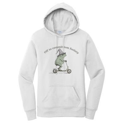 Off To Commit Tom Foolery Frog And Fun Playful Humor Women's Pullover Hoodie