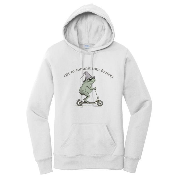Off To Commit Tom Foolery Frog And Fun Playful Humor Women's Pullover Hoodie