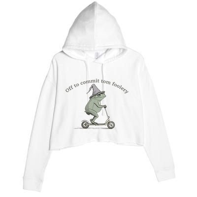 Off To Commit Tom Foolery Frog And Fun Playful Humor Crop Fleece Hoodie