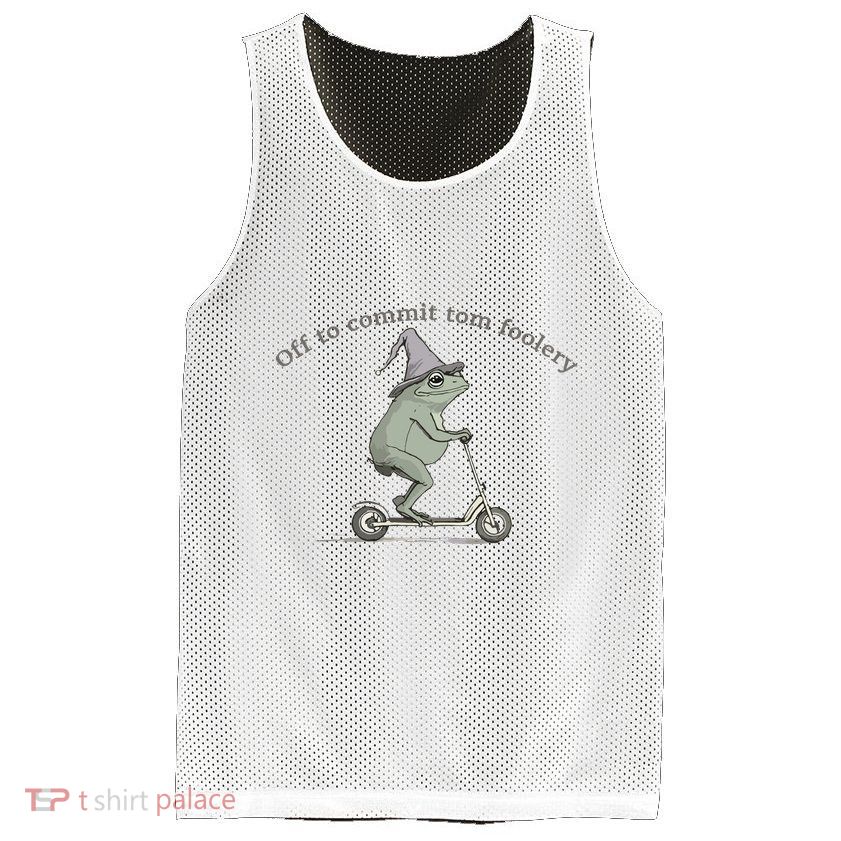 Off To Commit Tom Foolery Frog And Fun Playful Humor Mesh Reversible Basketball Jersey Tank