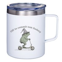 Off To Commit Tom Foolery Frog And Fun Playful Humor 12oz Stainless Steel Coffee Mug