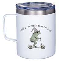 Off To Commit Tom Foolery Frog And Fun Playful Humor 12oz Stainless Steel Coffee Mug