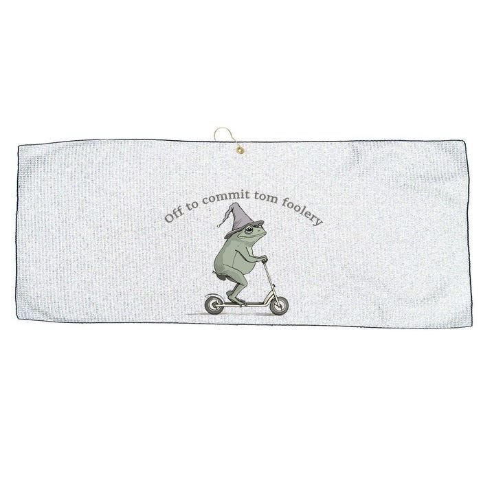 Off To Commit Tom Foolery Frog And Fun Playful Humor Large Microfiber Waffle Golf Towel