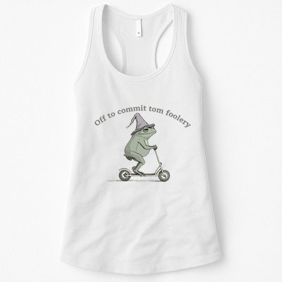 Off To Commit Tom Foolery Frog And Fun Playful Humor Womens Tank Top
