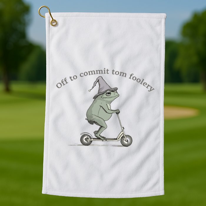 Off To Commit Tom Foolery Frog And Fun Playful Humor Golf Towel