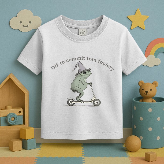 Off To Commit Tom Foolery Frog And Fun Playful Humor Toddler T-Shirt