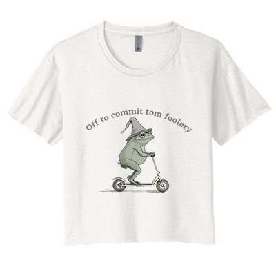 Off To Commit Tom Foolery Frog And Fun Playful Humor Crop Top