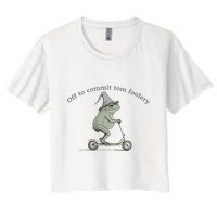 Off To Commit Tom Foolery Frog And Fun Playful Humor Crop Top