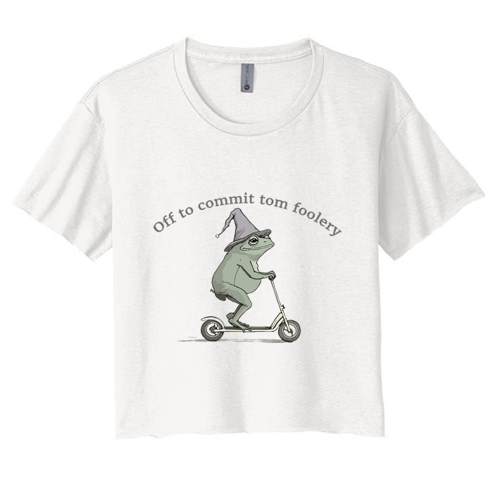 Off To Commit Tom Foolery Frog And Fun Playful Humor Crop Top