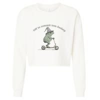 Off To Commit Tom Foolery Frog And Fun Playful Humor Cropped Pullover Crew