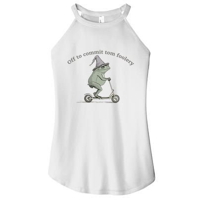 Off To Commit Tom Foolery Frog And Fun Playful Humor Women's Perfect Tri Rocker Tank