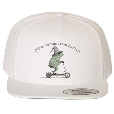 Off To Commit Tom Foolery Frog And Fun Playful Humor Wool Snapback Cap