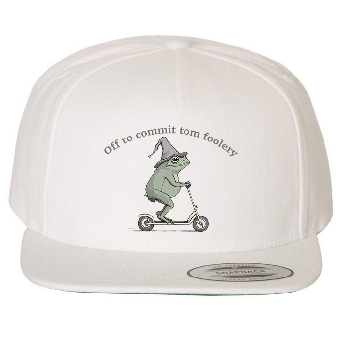 Off To Commit Tom Foolery Frog And Fun Playful Humor Wool Snapback Cap