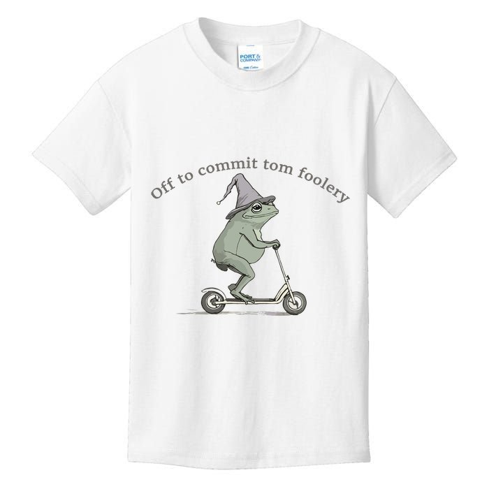 Off To Commit Tom Foolery Frog And Fun Playful Humor Kids T-Shirt