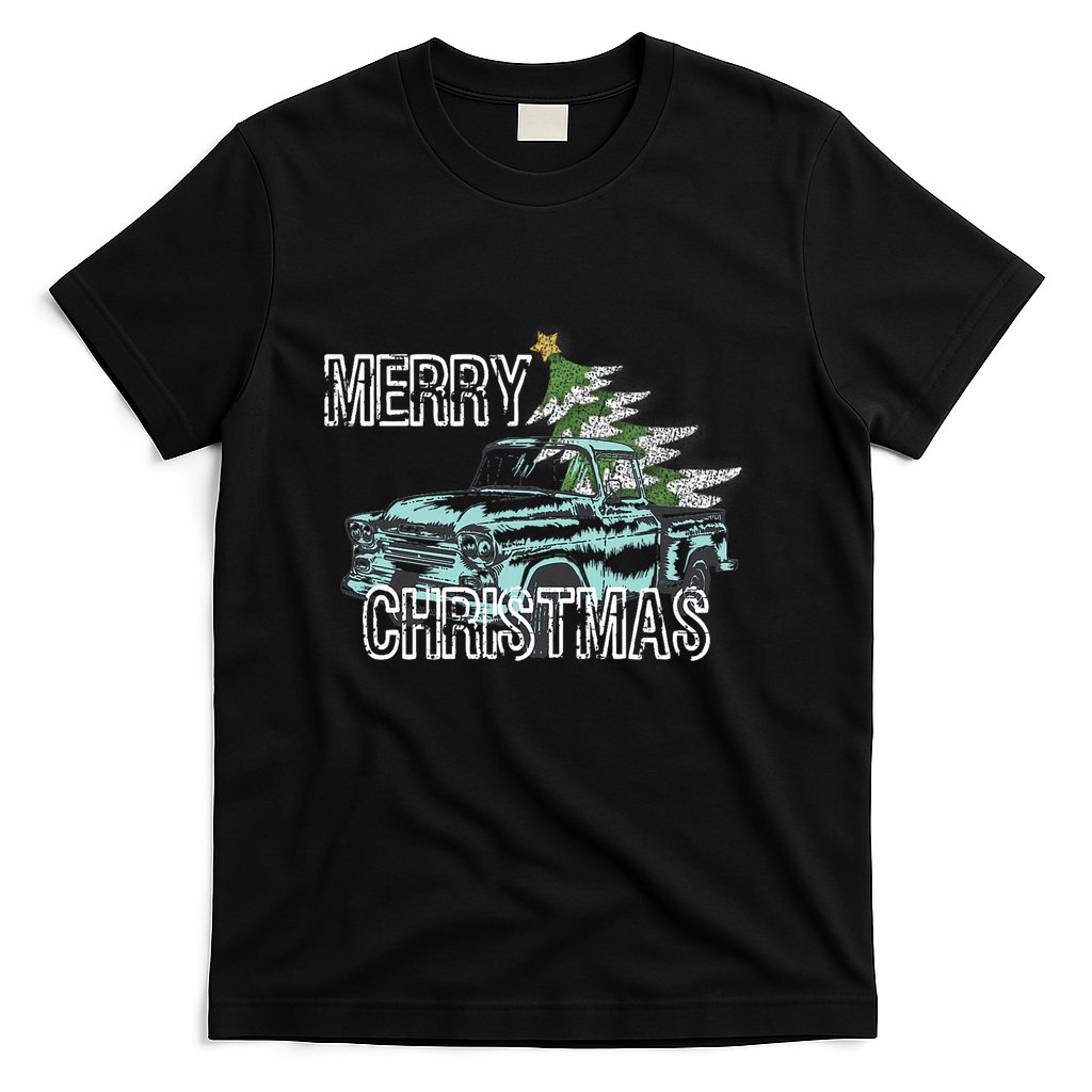 Old Truck Christmas Tree Vintage Merry Xmas T-Shirt