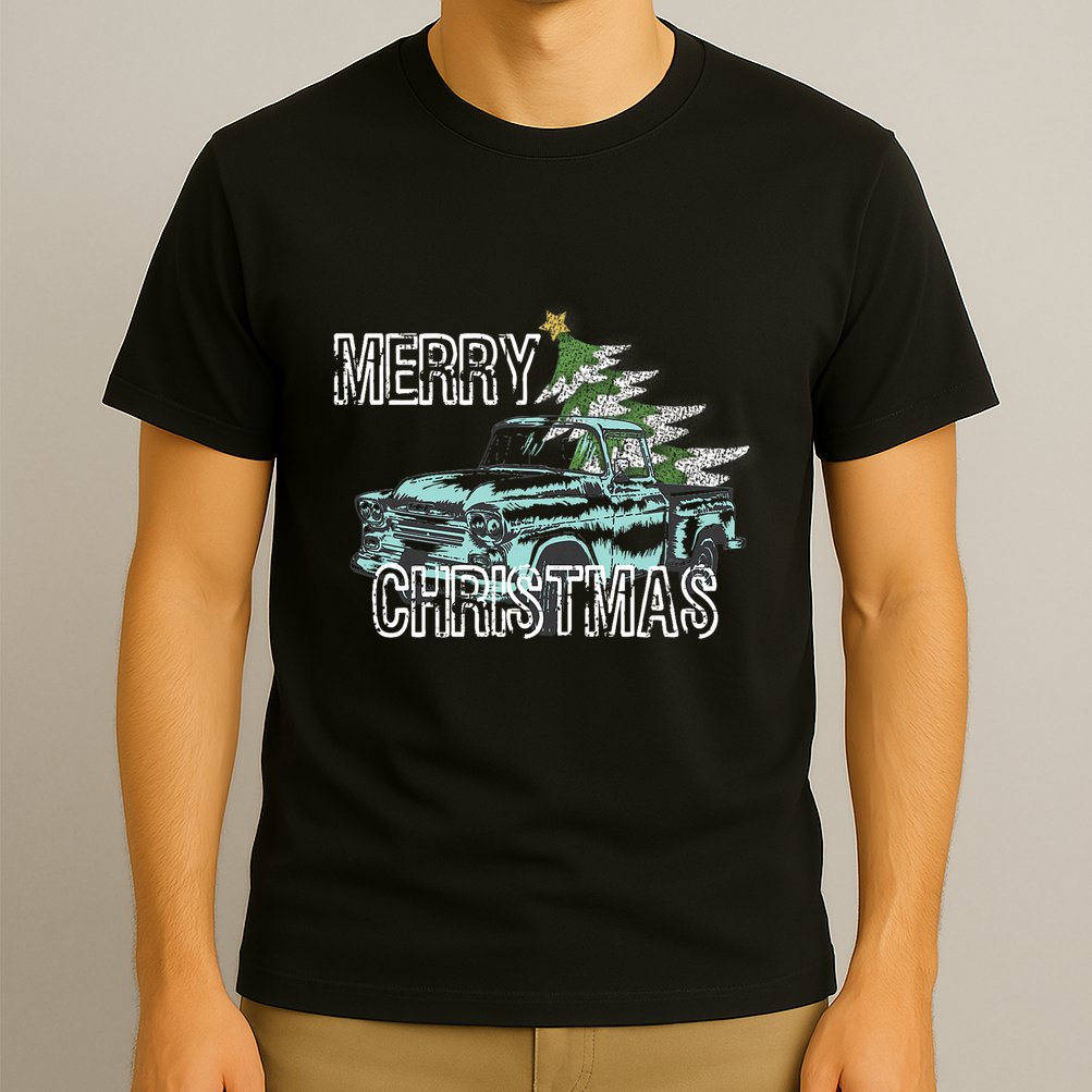 Old Truck Christmas Tree Vintage Merry Xmas T-Shirt