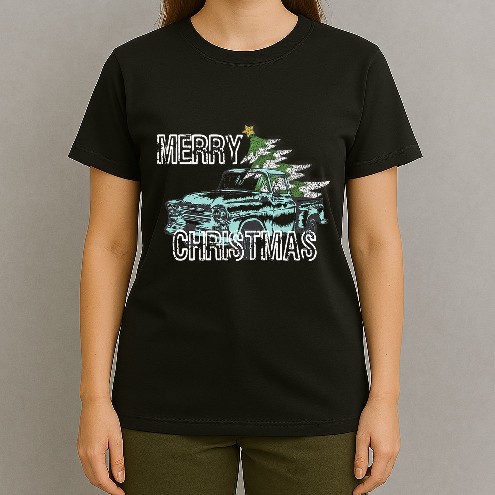 Old Truck Christmas Tree Vintage Merry Xmas T-Shirt