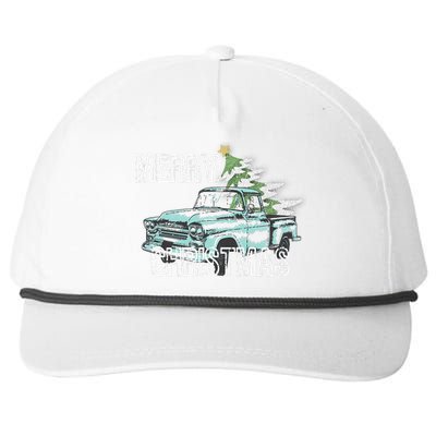 Old Truck Christmas Tree Vintage Merry Xmas Snapback Five-Panel Rope Hat