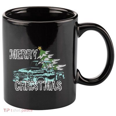 Old Truck Christmas Tree Vintage Merry Xmas 11oz C Handle Ceramic Mug