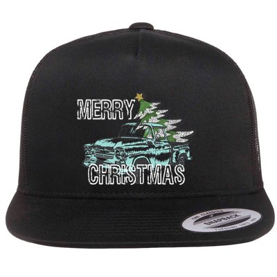 Old Truck Christmas Tree Vintage Merry Xmas Flatbill Hat