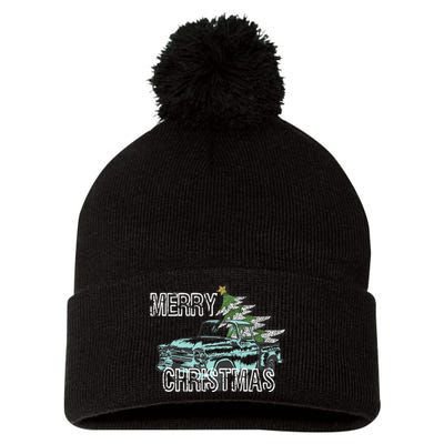 Old Truck Christmas Tree Vintage Merry Xmas Pom Pom 12in Knit Beanie