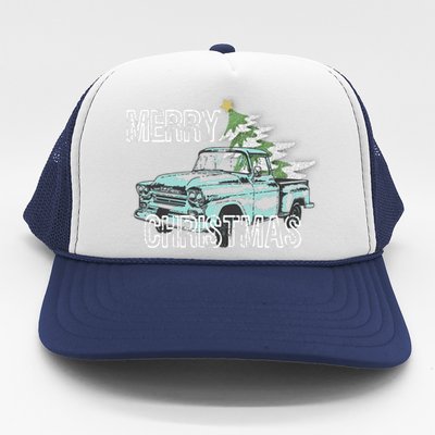 Old Truck Christmas Tree Vintage Merry Xmas Trucker Hat