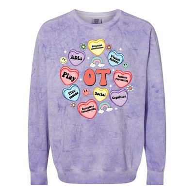 Occupational Therapy Candy Heart Valentines Day Colorblast Crewneck Sweatshirt