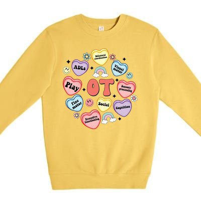 Occupational Therapy Candy Heart Valentines Day Premium Crewneck Sweatshirt