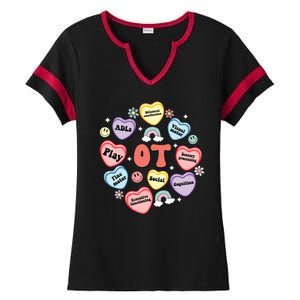 Occupational Therapy Candy Heart Valentines Day Ladies Halftime Notch Neck Tee