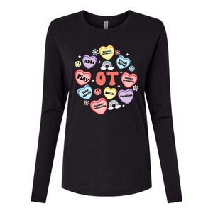 Occupational Therapy Candy Heart Valentines Day Womens Cotton Relaxed Long Sleeve T-Shirt