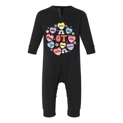 Occupational Therapy Candy Heart Valentines Day Infant Fleece One Piece