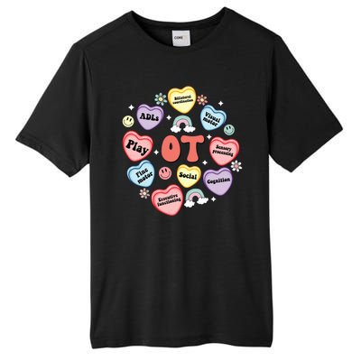 Occupational Therapy Candy Heart Valentines Day Tall Fusion ChromaSoft Performance T-Shirt