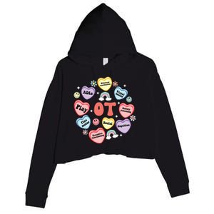 Occupational Therapy Candy Heart Valentines Day Crop Fleece Hoodie