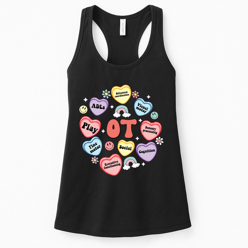 Occupational Therapy Candy Heart Valentines Day Womens Tank Top
