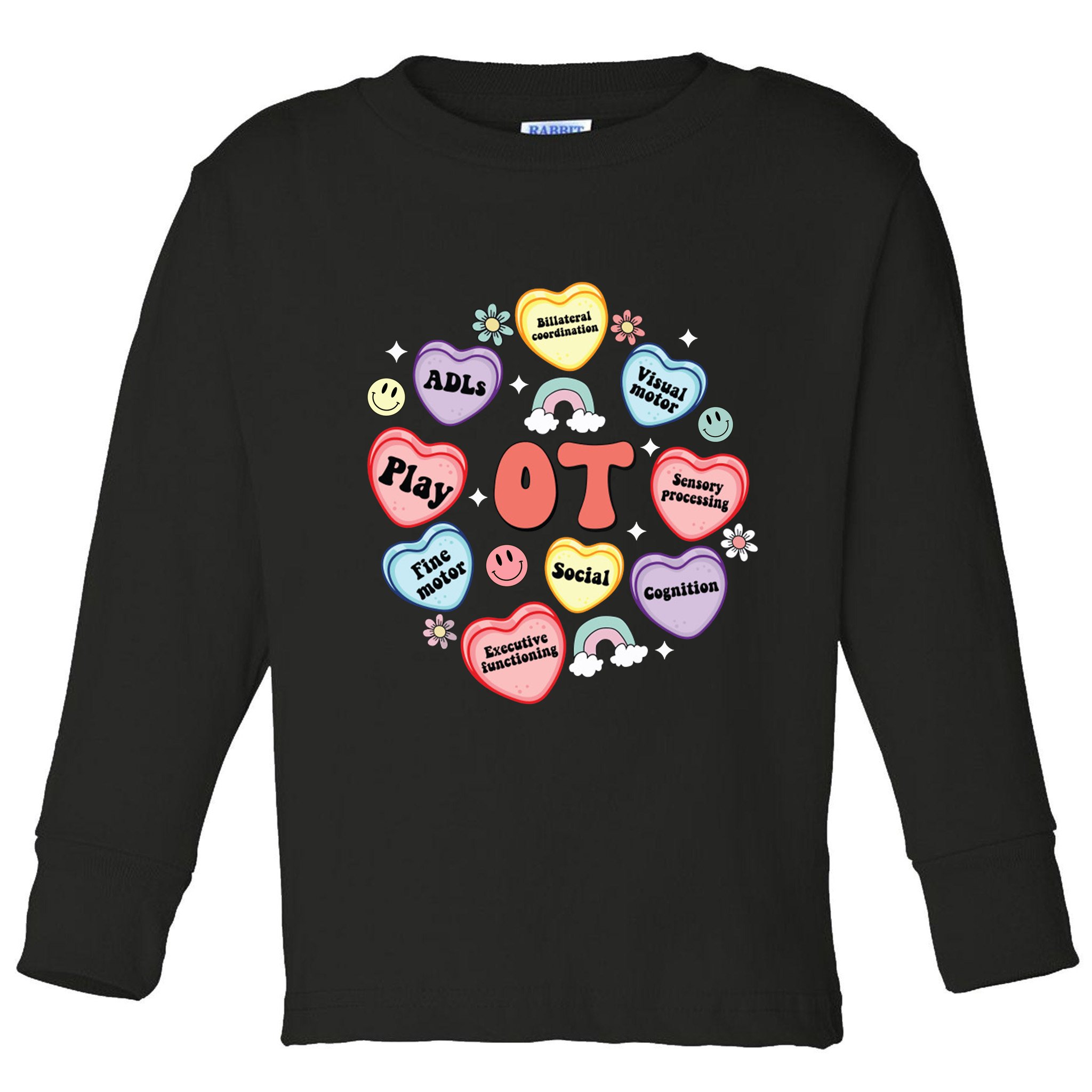 Occupational Therapy Candy Heart Valentines Day Toddler Long Sleeve Shirt
