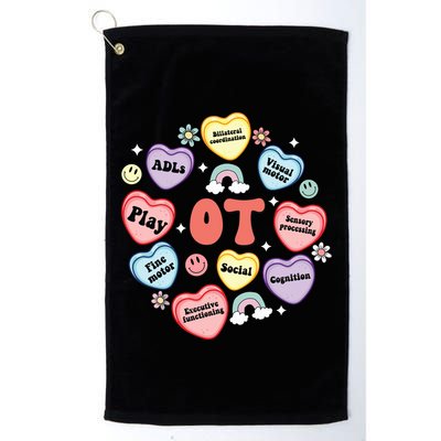 Occupational Therapy Candy Heart Valentines Day Golf Towel