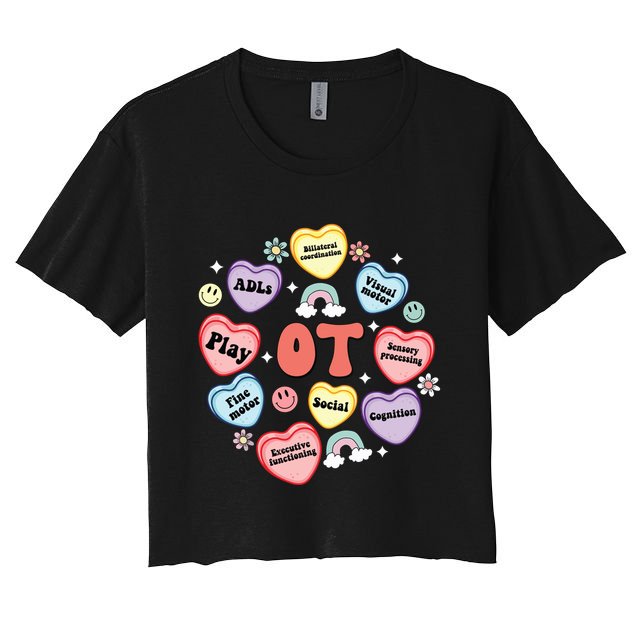 Occupational Therapy Candy Heart Valentines Day Crop Top