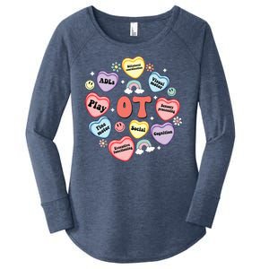 Occupational Therapy Candy Heart Valentines Day Women's Perfect Tri Tunic Long Sleeve Shirt