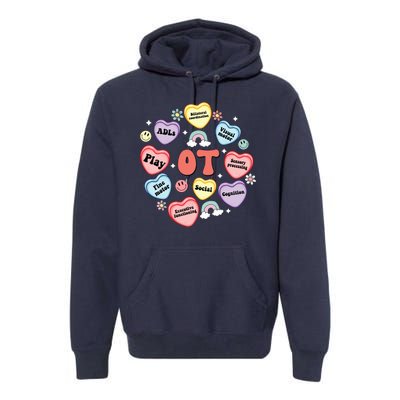 Occupational Therapy Candy Heart Valentines Day Premium Hoodie