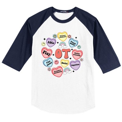 Occupational Therapy Candy Heart Valentines Day Baseball Sleeve Shirt