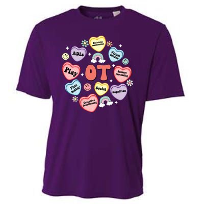 Occupational Therapy Candy Heart Valentines Day Cooling Performance Crew T-Shirt